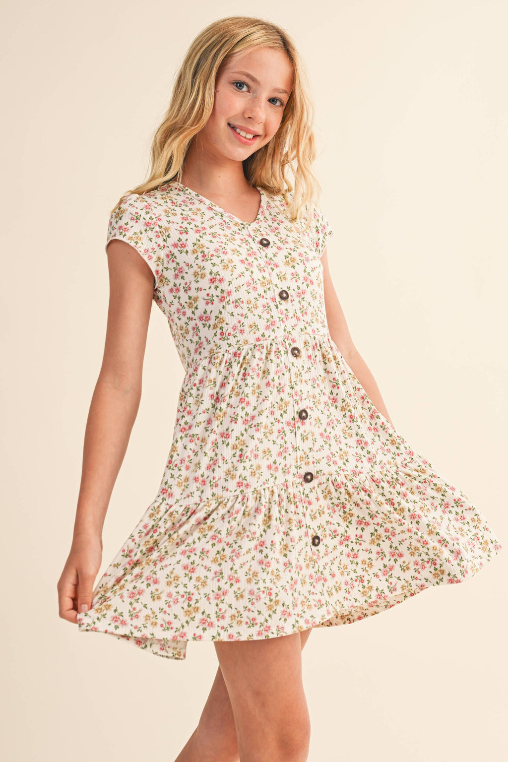 Delaney Tween Tiered Floral Dress
