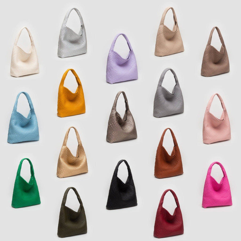 Tiara Woven Hobo Tote Bag With Pouch | Tan