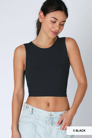 Clean Line Crew Neck Crop Top. | White
