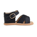 Betty Black Split-Soled Leather Baby Sandals