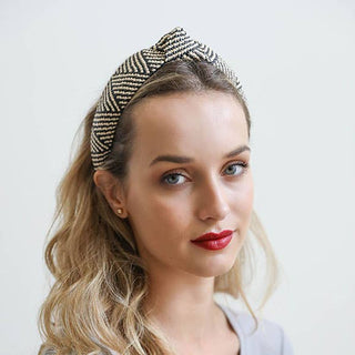 Bohemian Straw Rattan Knotted Headband | Black