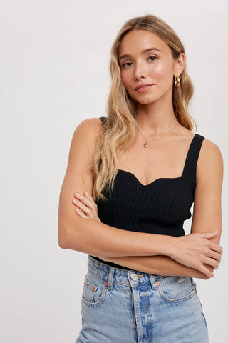 Essential Ribbed Tank - Black