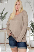 Tanya Plus Size Boat Neck Tunic Top | Sand