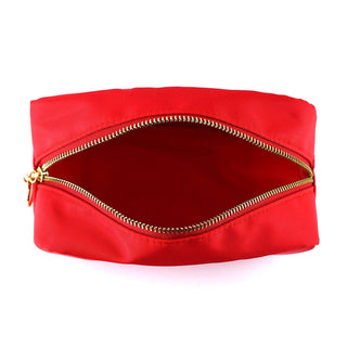 Emma Round Zippered Nylon Cosmetic Pouch Bag | White