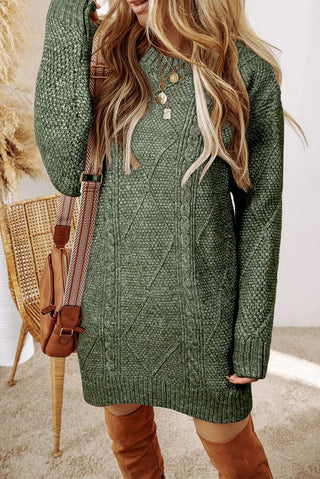 Cable Knit Sweater Dress | Olive