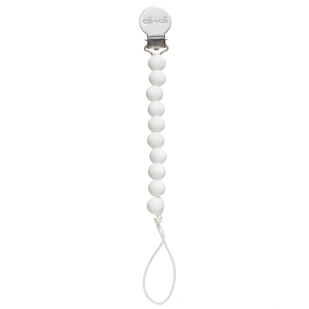Ali+Oli Silicone Pacifier Clip | White