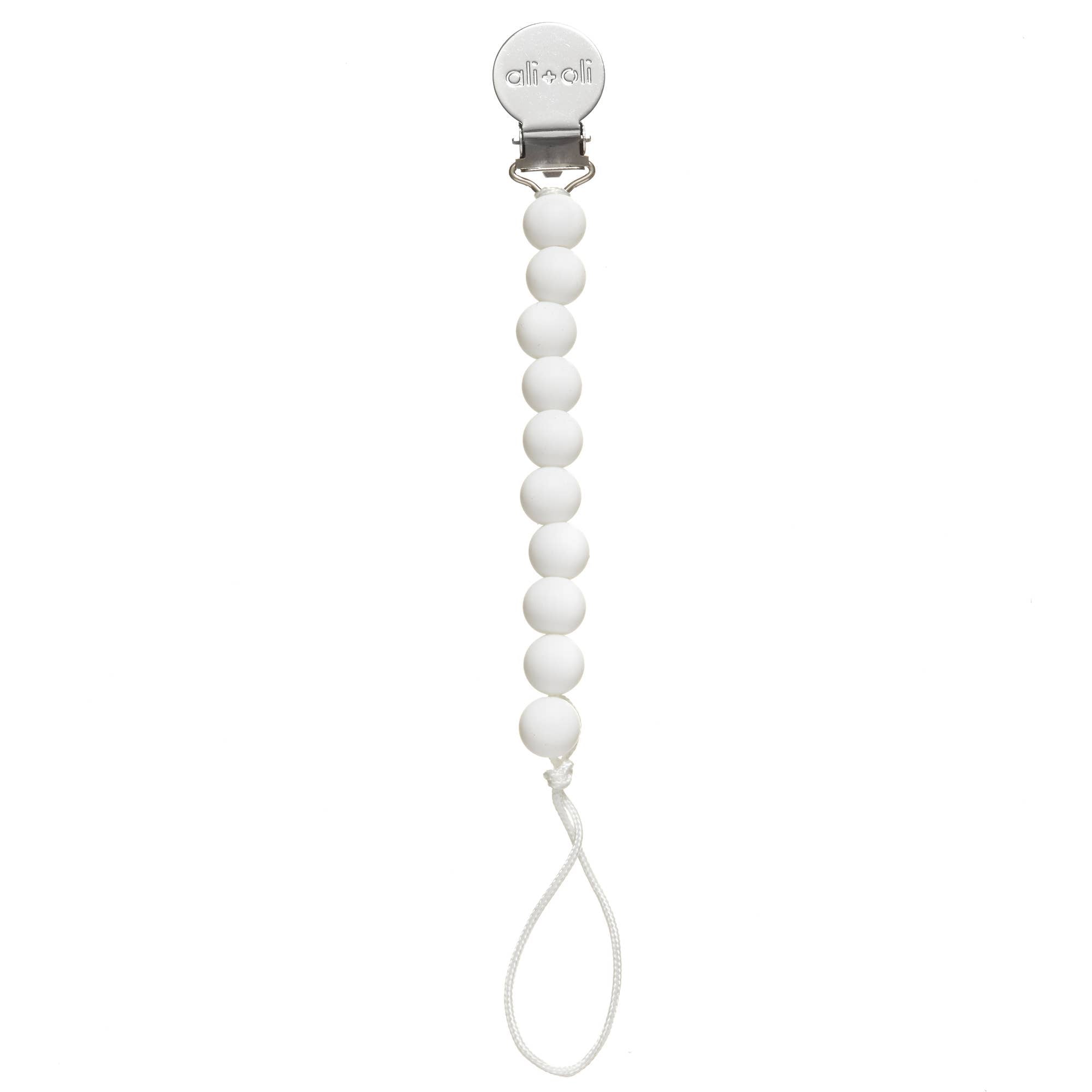 Ali+Oli Silicone Pacifier Clip | White