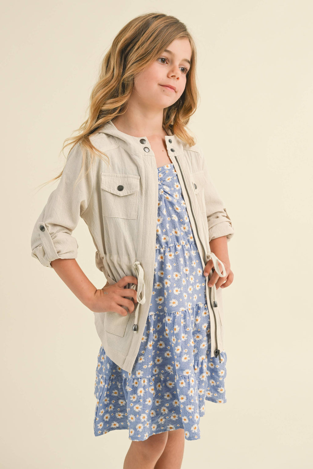 Layla Girls Linen Utility Jacket | 4-6X