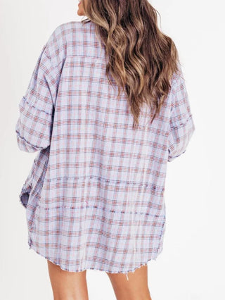 The Randi Raw Hem Oversized Flannel | Charcoal (C5)