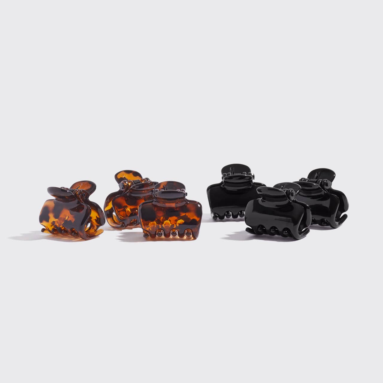 Recycled Plastic Mini Puffy Claw Clips 6pc Set | Black + Tort