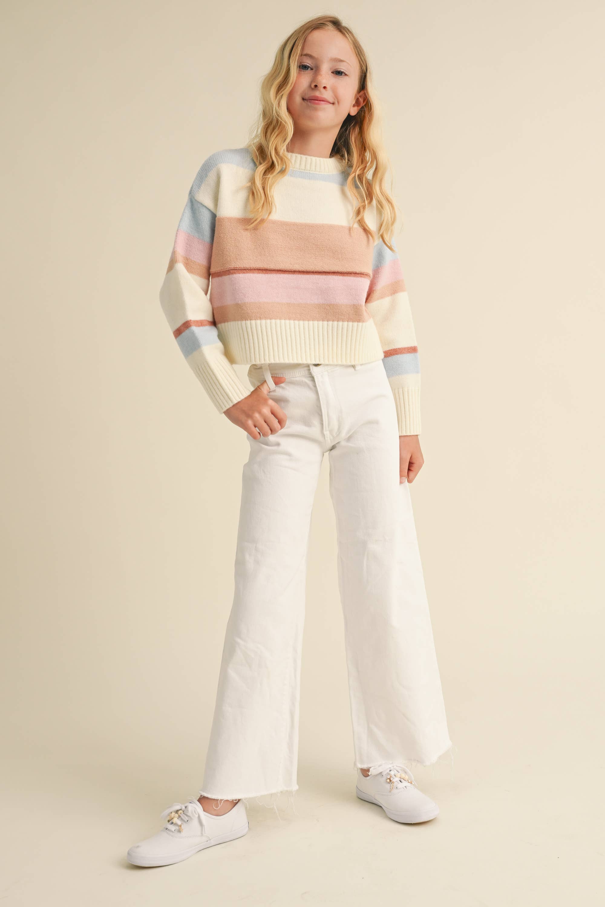 Berry Stripe Tween Sweater | 7-14