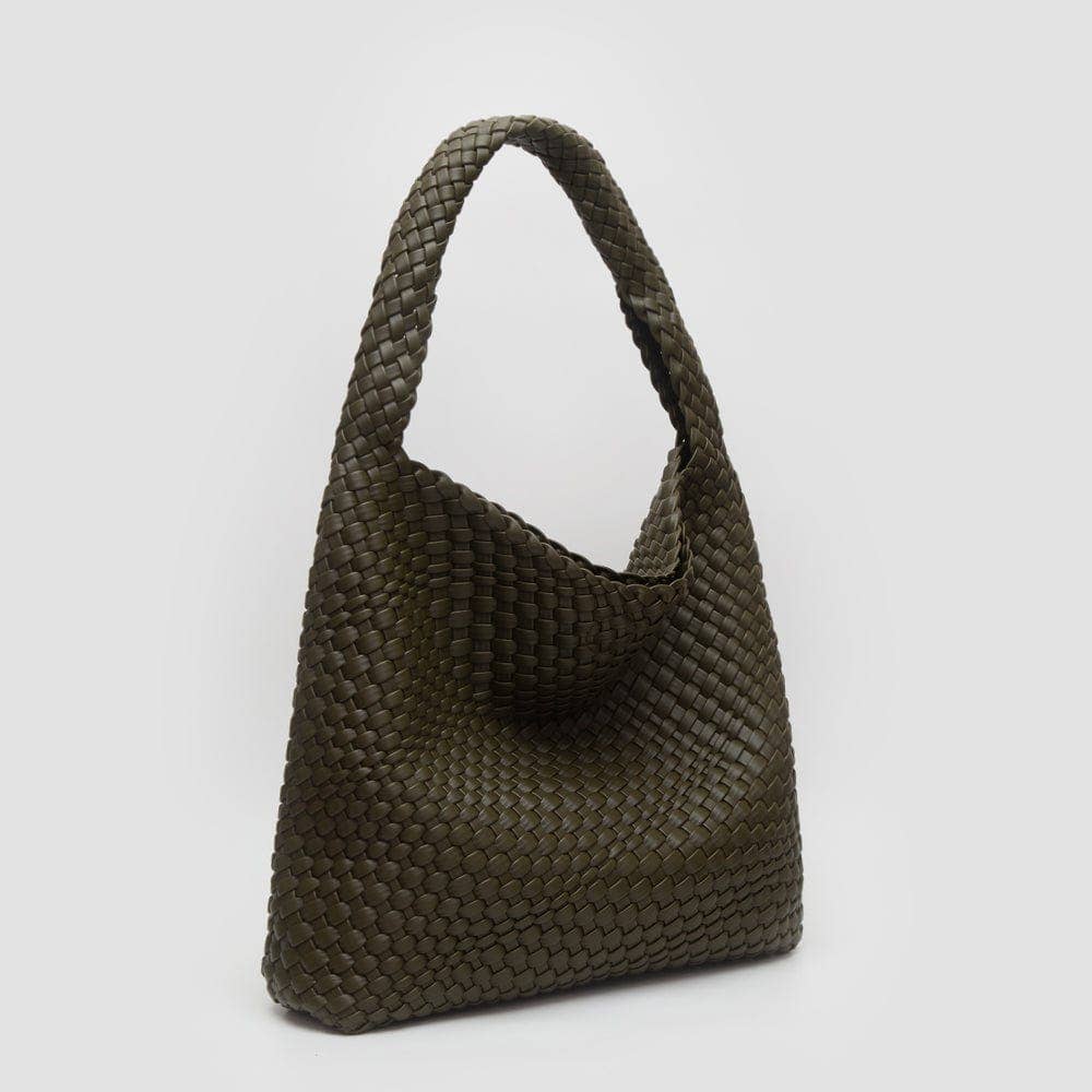Tiara Woven Hobo Tote Bag With Pouch | Tan