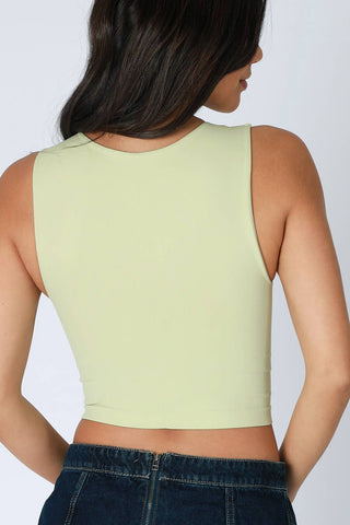 Clean Line Crew Neck Crop Top | Pistachio Cream