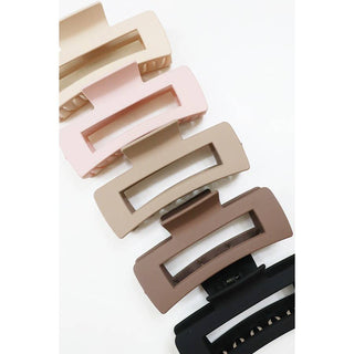 Neutral Color Matte Cut Out Rectangle Hair Claw | Multiple Colors