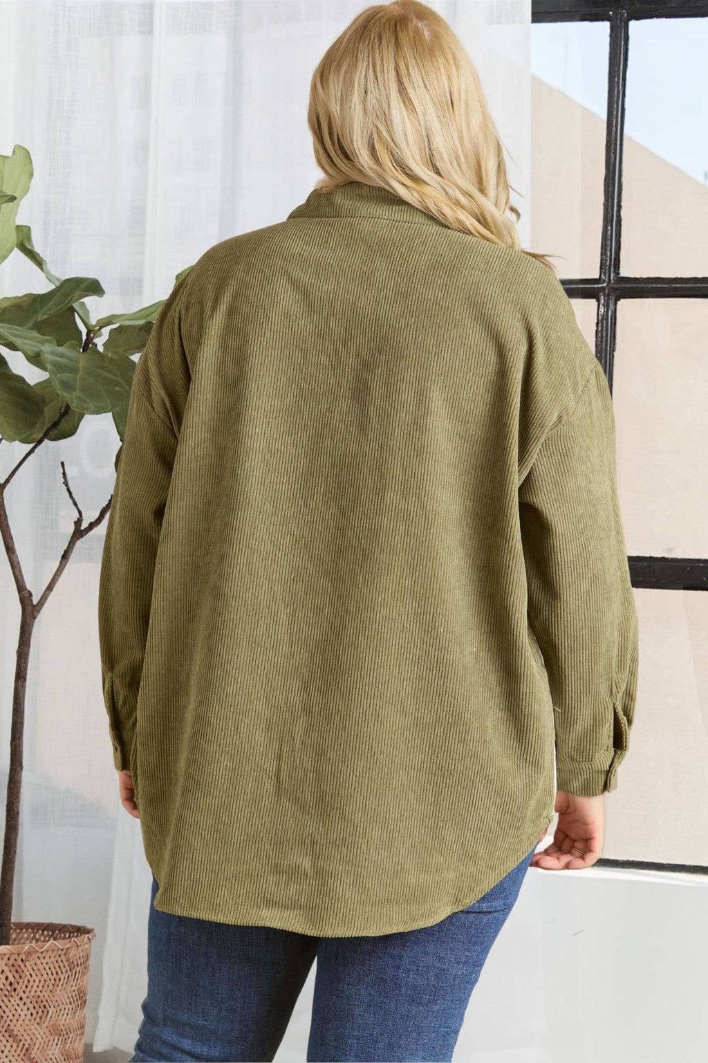 Oakley Plus Size Colorblock Shacket | Olive + White