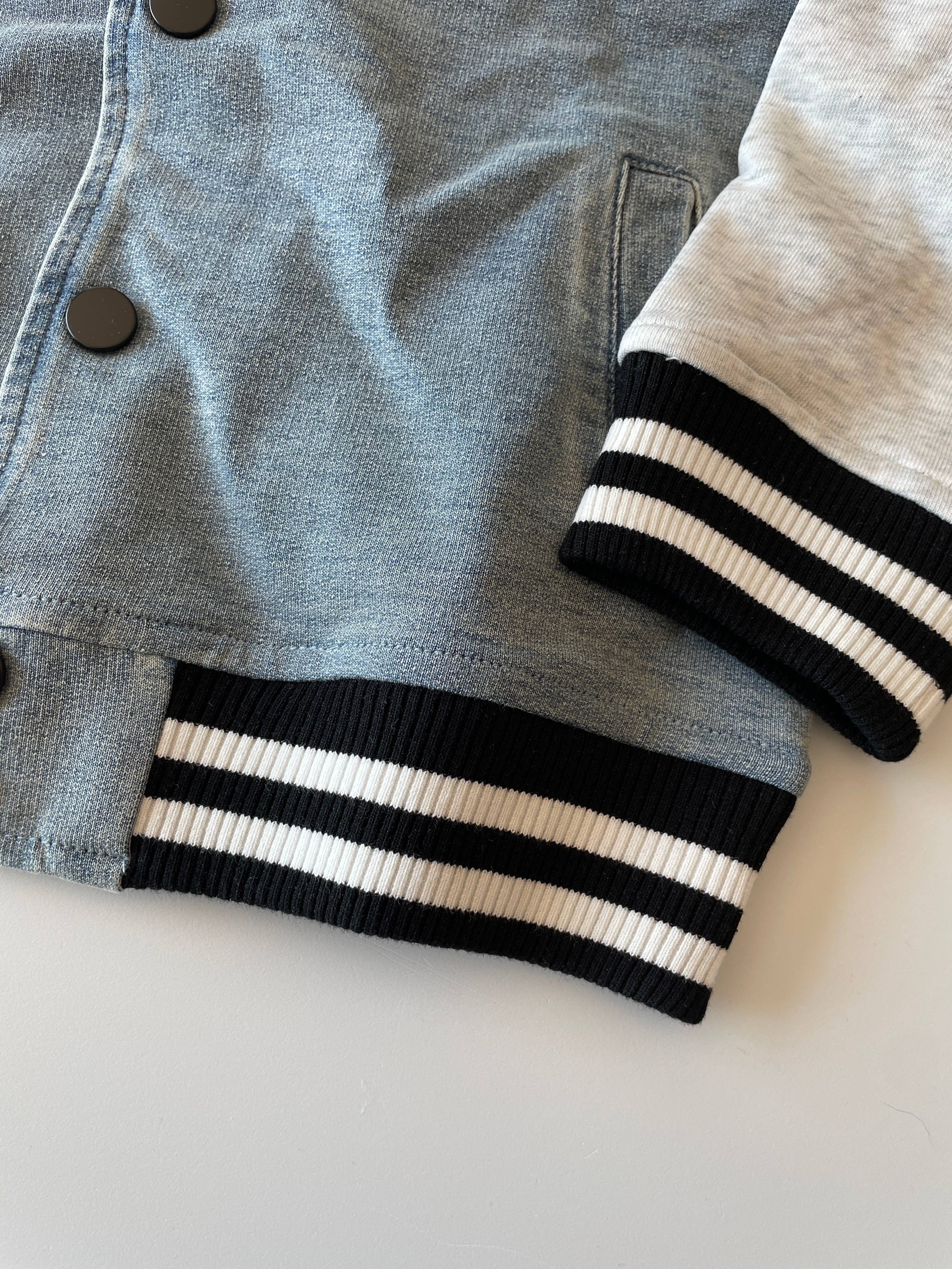 Link Toddler Washed Indigo Hooded Varsity Bomber
