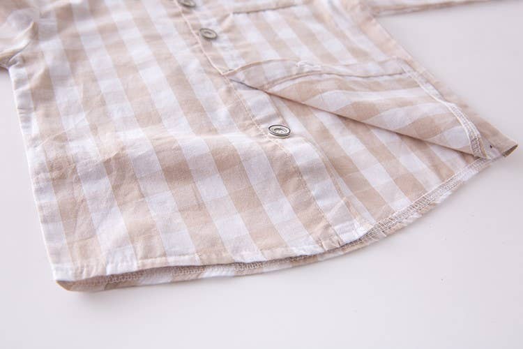 Barry Beige Plaid Button Down Shirt