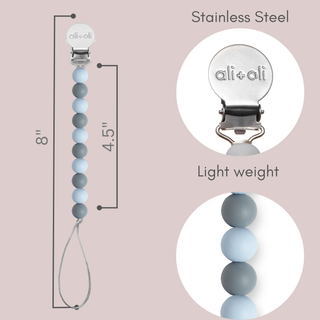 Ali+Oli Silicone Pacifier Clip | Iron