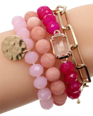 Multi Stone Crystal Beaded Bracelet Set | Mint