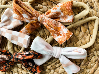 Simple Baby Bow Headbands | Black Floral