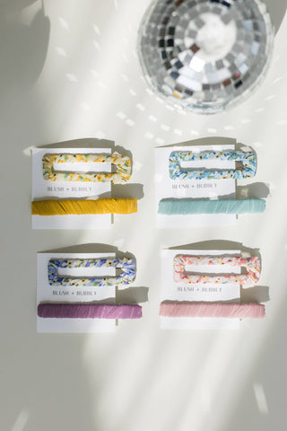 Alligator Hair Clip Set of 2 | Purple + Blue Floral