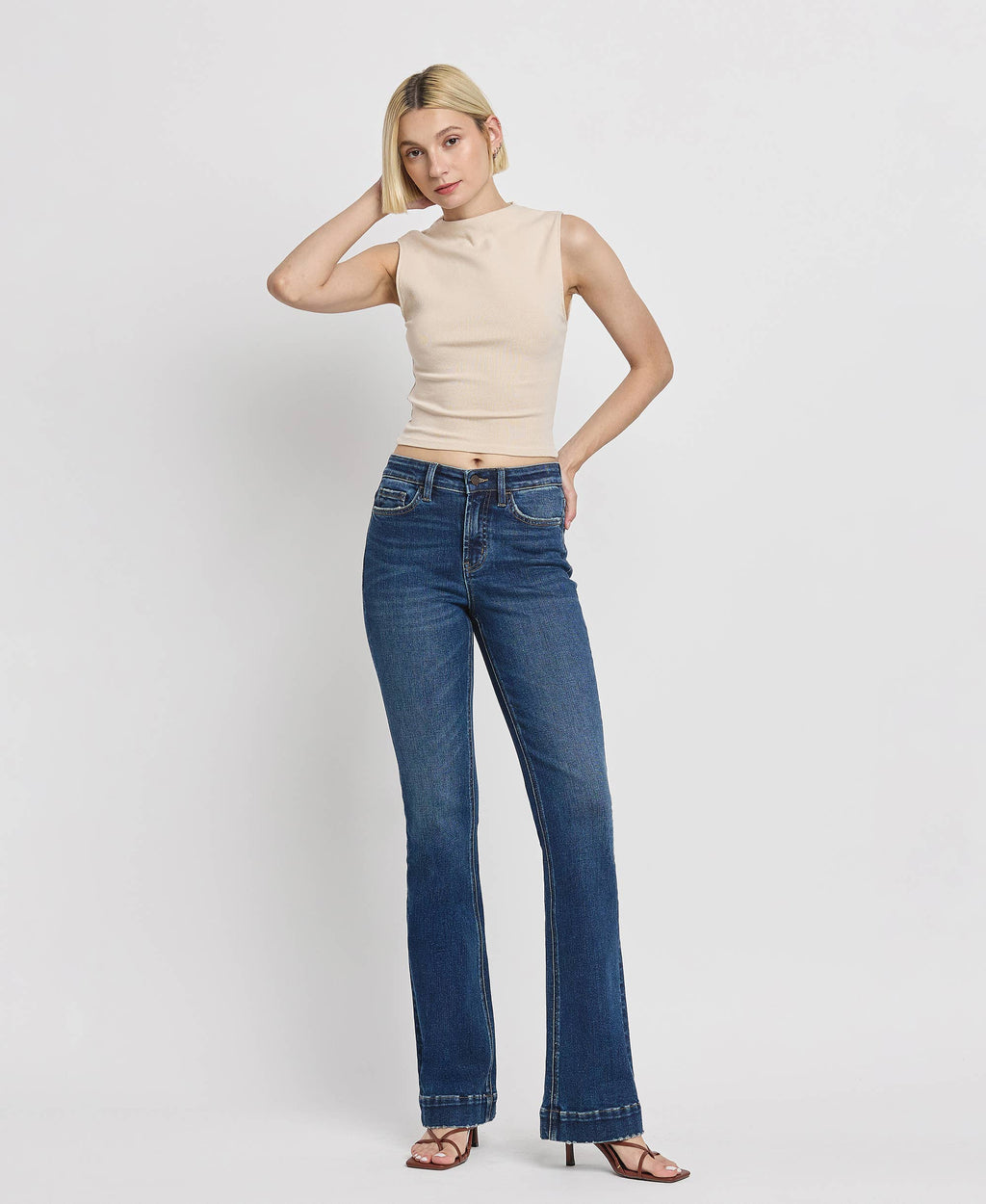 VERVET by Flying Monkey - High Rise Trouser Hem Bootcut Jeans
