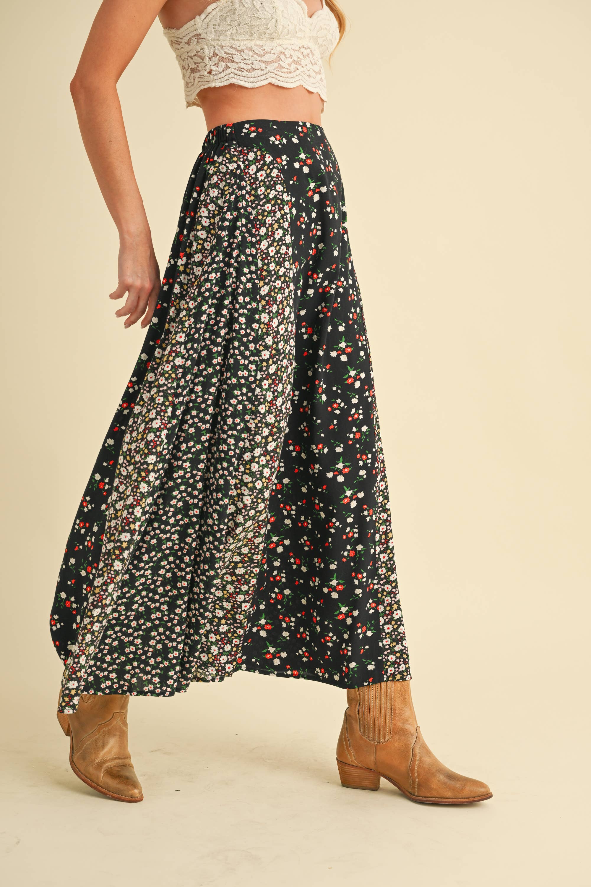 Melanie Skirt | Black Floral