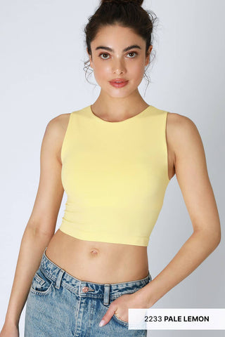 Clean Line Crew Neck Crop Top | Pistachio Cream