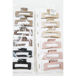 Neutral Color Matte Cut Out Rectangle Hair Claw | Multiple Colors