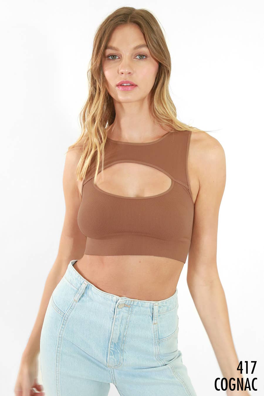 Ribbed Cutout Bra Top | Velvet Sage