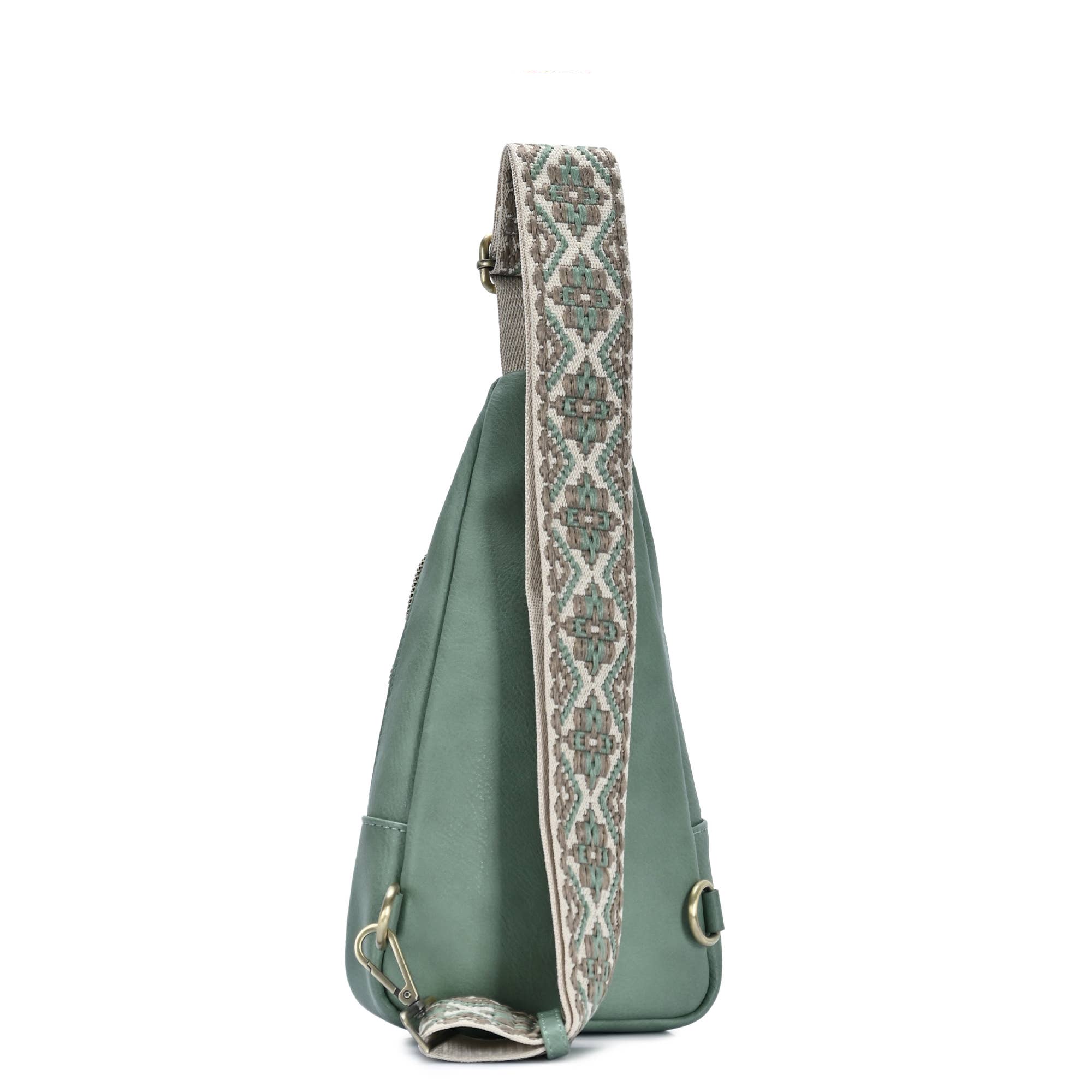 Zoey Boho Sling Bag with Guitar Strap | Green