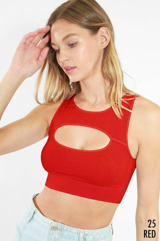 Ribbed Cutout Bra Top | Cognac