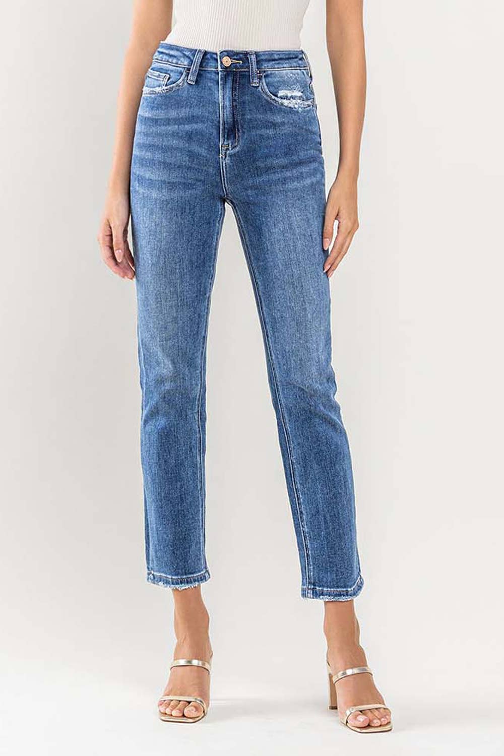VERVET by Flying Monkey Super High Rise Ankle Slim Straight Jeans