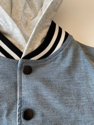 Link Toddler Washed Indigo Hooded Varsity Bomber