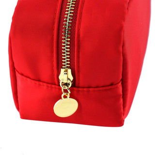 Emma Round Zippered Nylon Cosmetic Pouch Bag | Sand