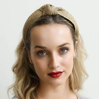 Bohemian Straw Rattan Knotted Headband | Black