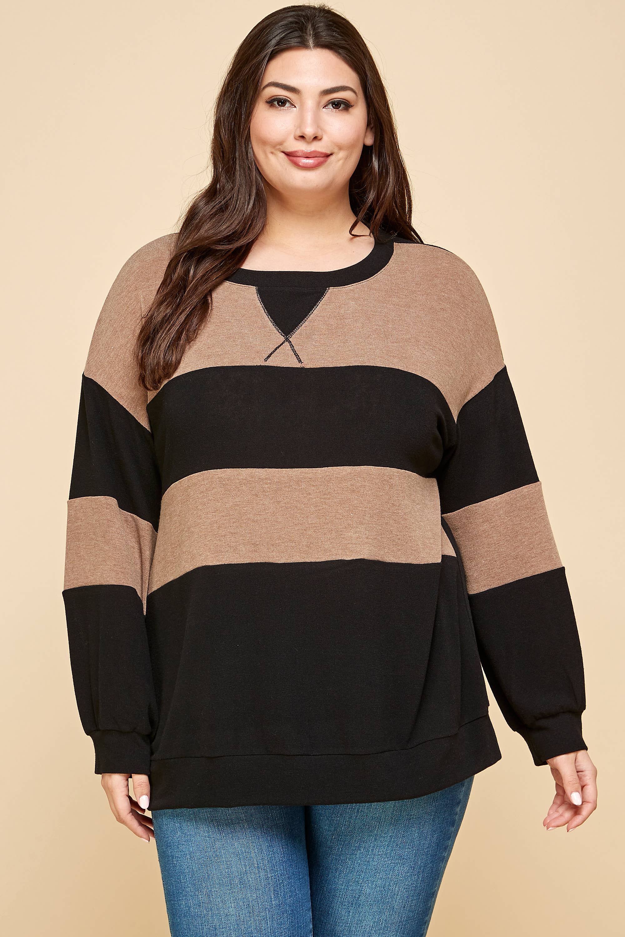 Claire Color Block Top | 1X-3X