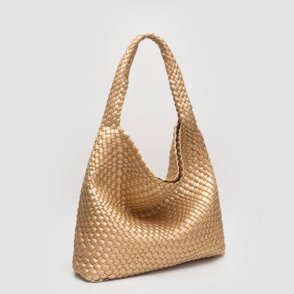 Tiara Woven Hobo Tote Bag With Pouch | Tan