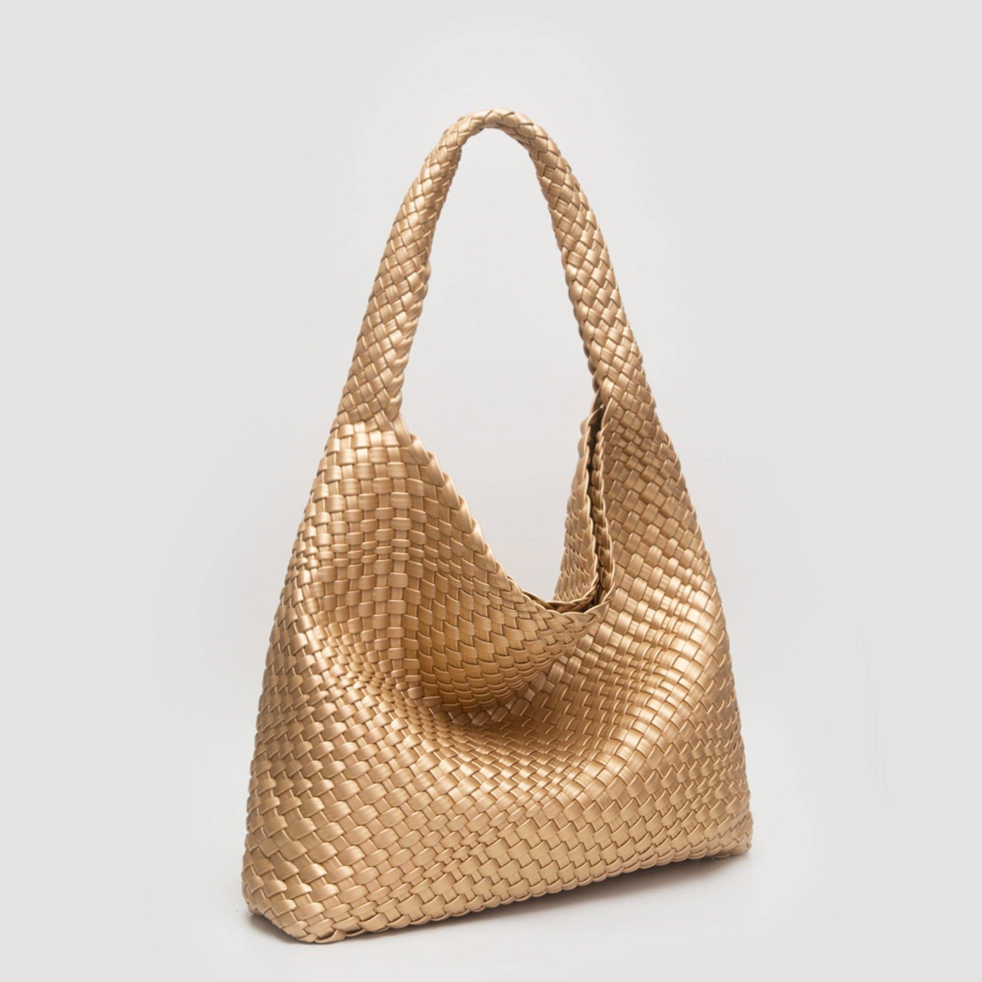 Tiara Woven Hobo Tote Bag With Pouch | Tan