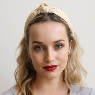 Bohemian Straw Rattan Knotted Headband | Black