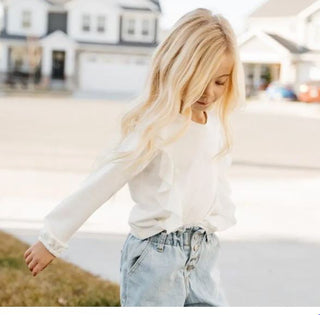 Emmelyn Long Sleeve Ruffle Top | White