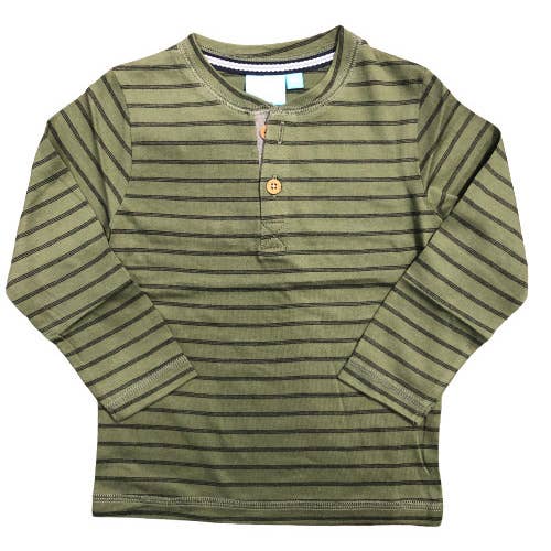 Henry Striped Henley Top | Olive