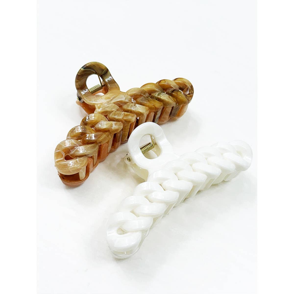 Neutral Tone Marble Chain Pattern Hair Claw Clip | Multiple Colors