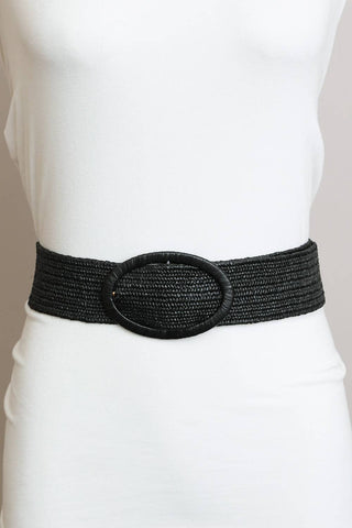 Raffia Oval Buckle Belt - Eco Chic | Tan