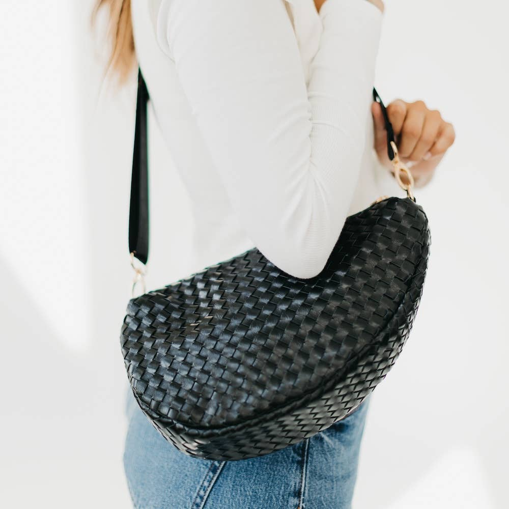 Romee Woven Saddle Bag | Black