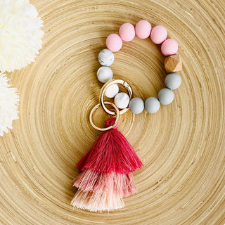 Bangle + Tassel Keychain | Black Leopard