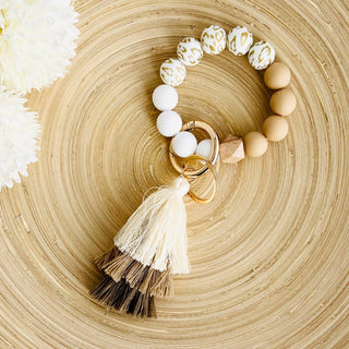 Bangle + Tassel Keychain | Black Leopard