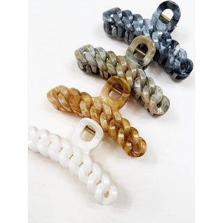 Neutral Tone Marble Chain Pattern Hair Claw Clip | Multiple Colors