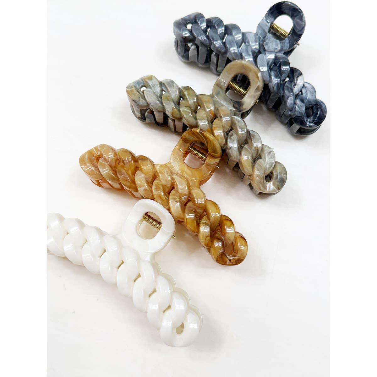 Neutral Tone Marble Chain Pattern Hair Claw Clip | Multiple Colors