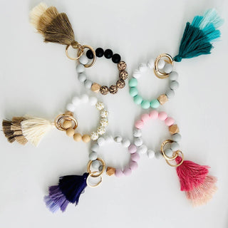 Bangle + Tassel Keychain | Black Leopard